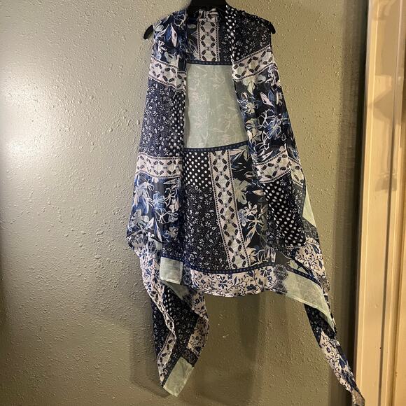 Lane Bryant Sheer Women's Cape Wrap Layer Vest Blue One Size Boho Cottagecore - Picture 1 of 8